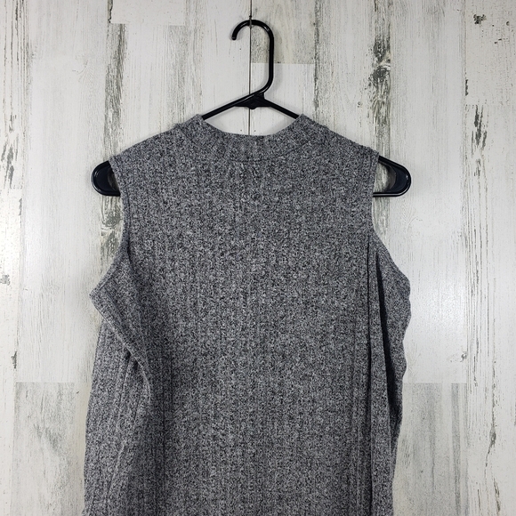 love ari gray cold shoulder ribbed stretchy long sleeve dress women's L - Picture 2 of 11